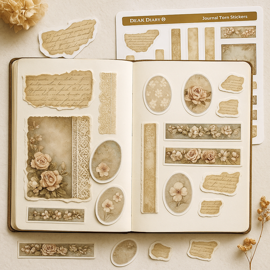 Vintage Torn Paper Stickers for Journals & Scrapbooking