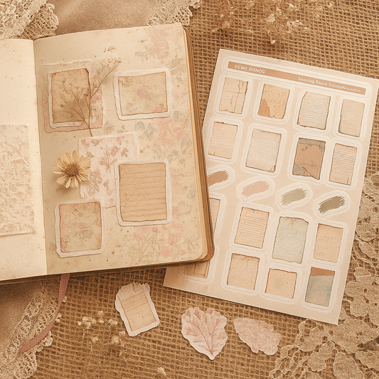 Vintage Paper Scrap Stickers – Neutral Torn Paper Stickers for Junk Journals & Planners