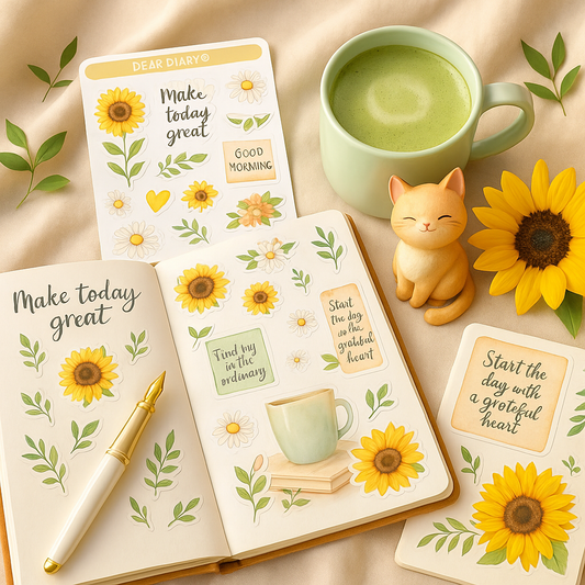 Sunflower Gratitude Stickers for Planners & Journals