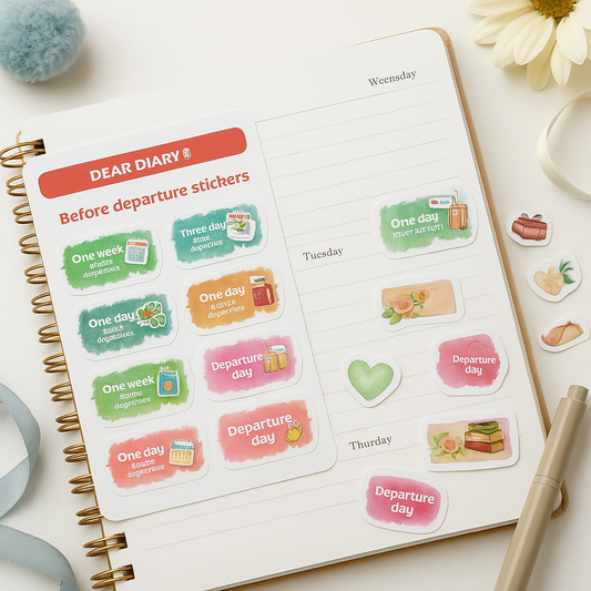Travel Countdown Stickers – Departure Day Planner Labels
