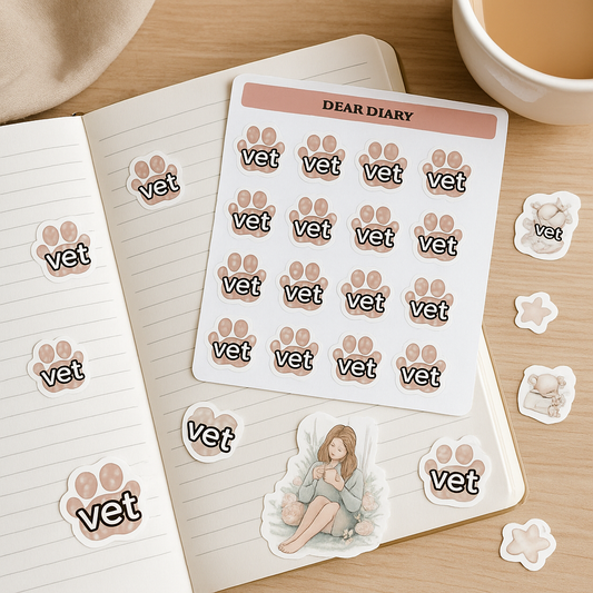 Vet Appointment Reminder Stickers for Planner & Pet Journal