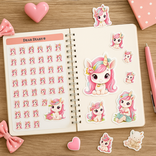 Kawaii Unicorn Stickers for Planner, Scrapbook & Journal