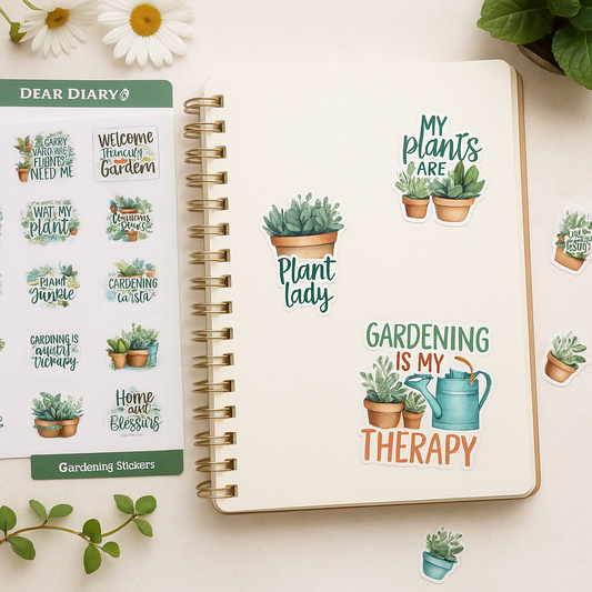 Garden Journal Stickers – Plants, Pots & Positivity
