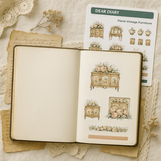 Floral Vintage Furniture Stickers for Journal & Scrapbook