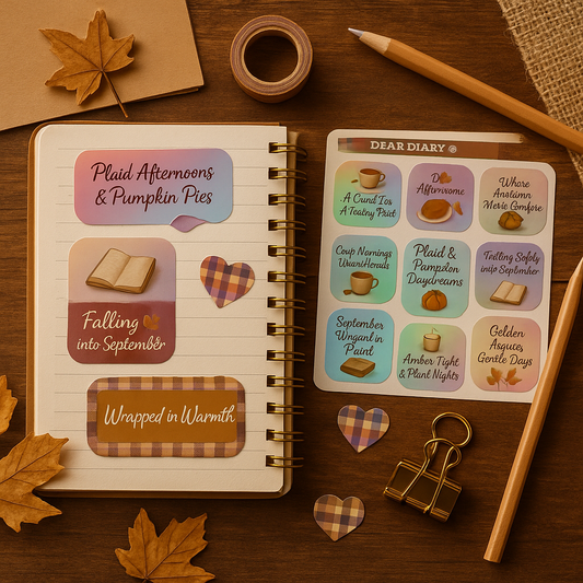 Autumn Planner Stickers – Pumpkin, Plaid & September Quotes