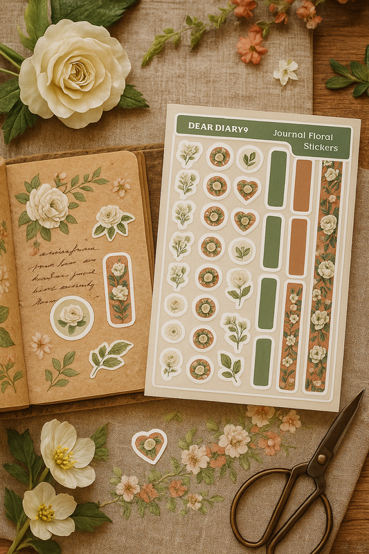 Vintage Floral Planner Stickers – Rose Garden Journal Set by Dear Diary