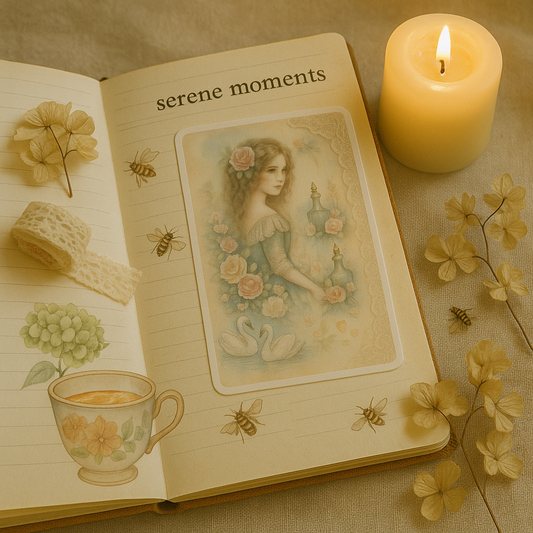 Serene Moments Vintage Journal Card – Romantic Ephemera for Scrapbooking & Aesthetic Planners