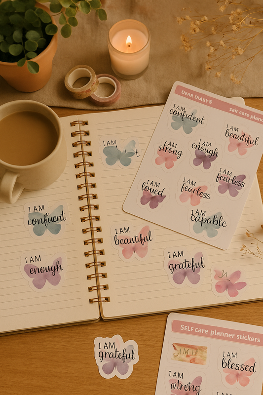 “I Am” Affirmation Stickers – Self Care Butterfly Set for Journals & Planners