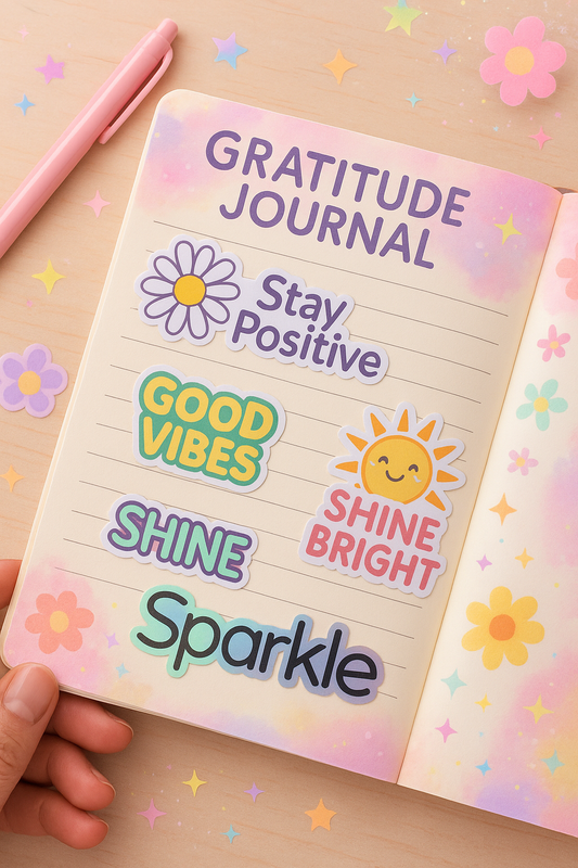 Positive Affirmation Stickers for Gratitude Journal – Rainbow Pastel Set