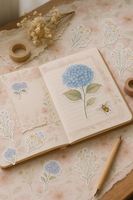 Hydrangea & Wildflowers – Cottagecore Journal Sticker Set