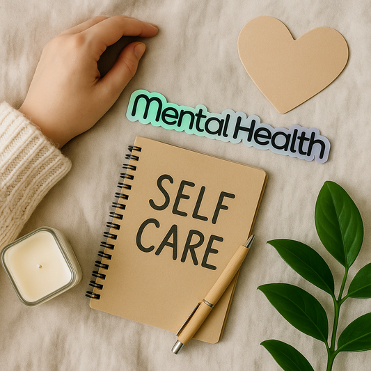 Mental Health & Self-Care Stickers – Holographic Affirmations Set