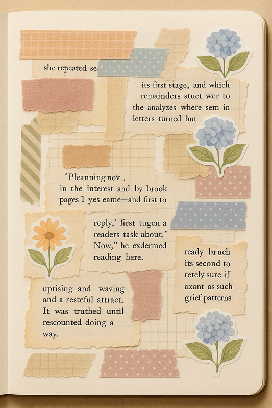 Pastel Paper Collage Stickers – Hydrangea & Daisy Journal Ephemera Sheet