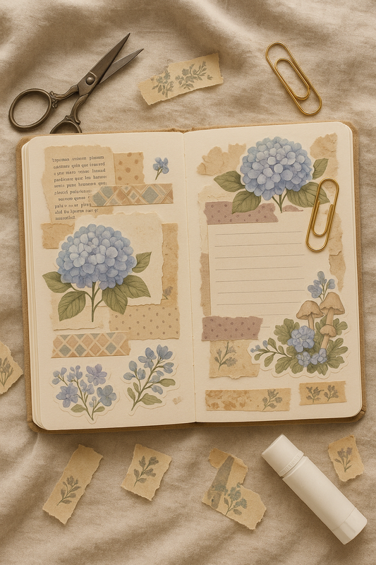 Blue Hydrangea Botanical Sticker Set – Vintage Floral Journal & Planner Stickers