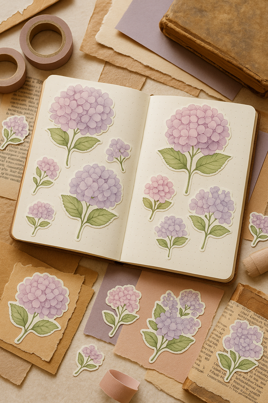 Purple Hydrangea Sticker Set – Soft Floral Planner & Journal Stickers