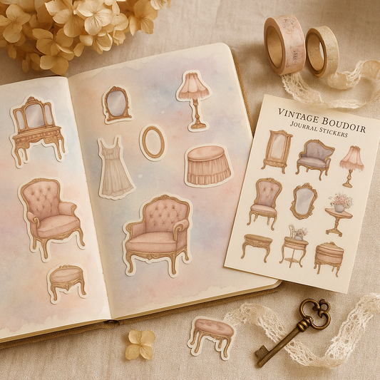 Vintage Boudoir Planner Stickers – Romantic French Journal Decor Set