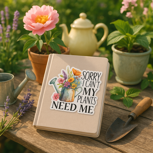 Funny Plant Lover Sticker – “Sorry I Can’t, My Plants Need Me”