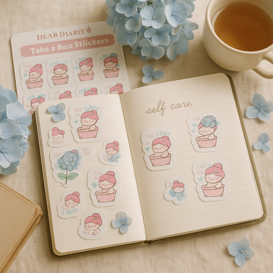 Self-Care Stickers – Take a Rest Kawaii Girl Sticker Sheet for Journaling & Planners