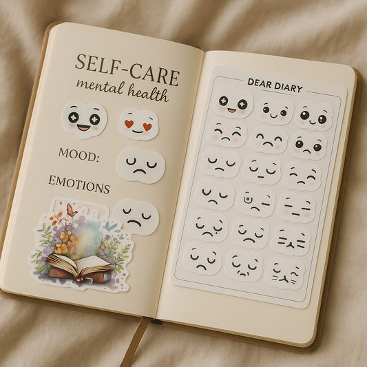 Kawaii Mood Stickers for Journal & Planner – Self-Care Emotions Tracker Faces