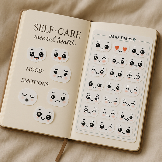 Kawaii Mood Stickers – Emotional Self-Care Set