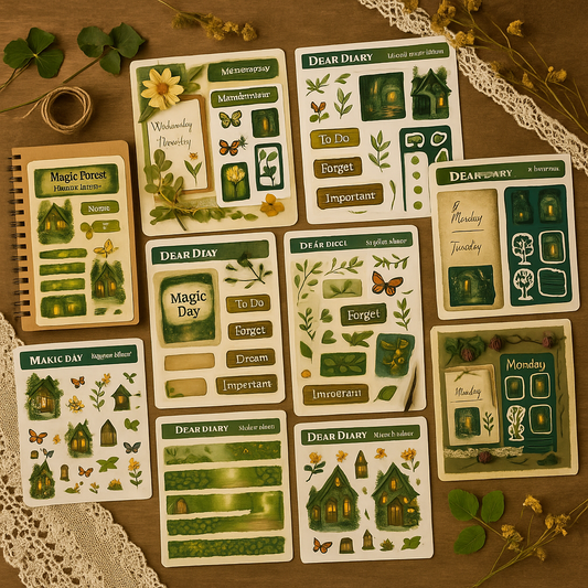 Glowing Lantern Trail Stickers – Cottagecore Aesthetic Planner