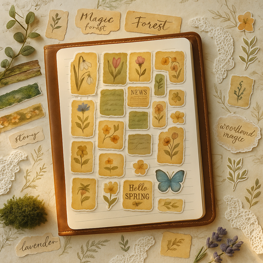Whimsical Green Forest Stickers – Bullet Journal Supplies