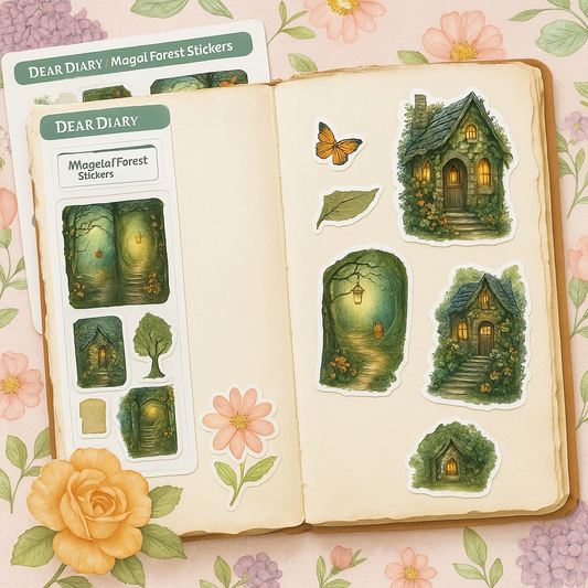 Fairy House Journal Stickers – Cozy Cabin in the Woods Aesthetic