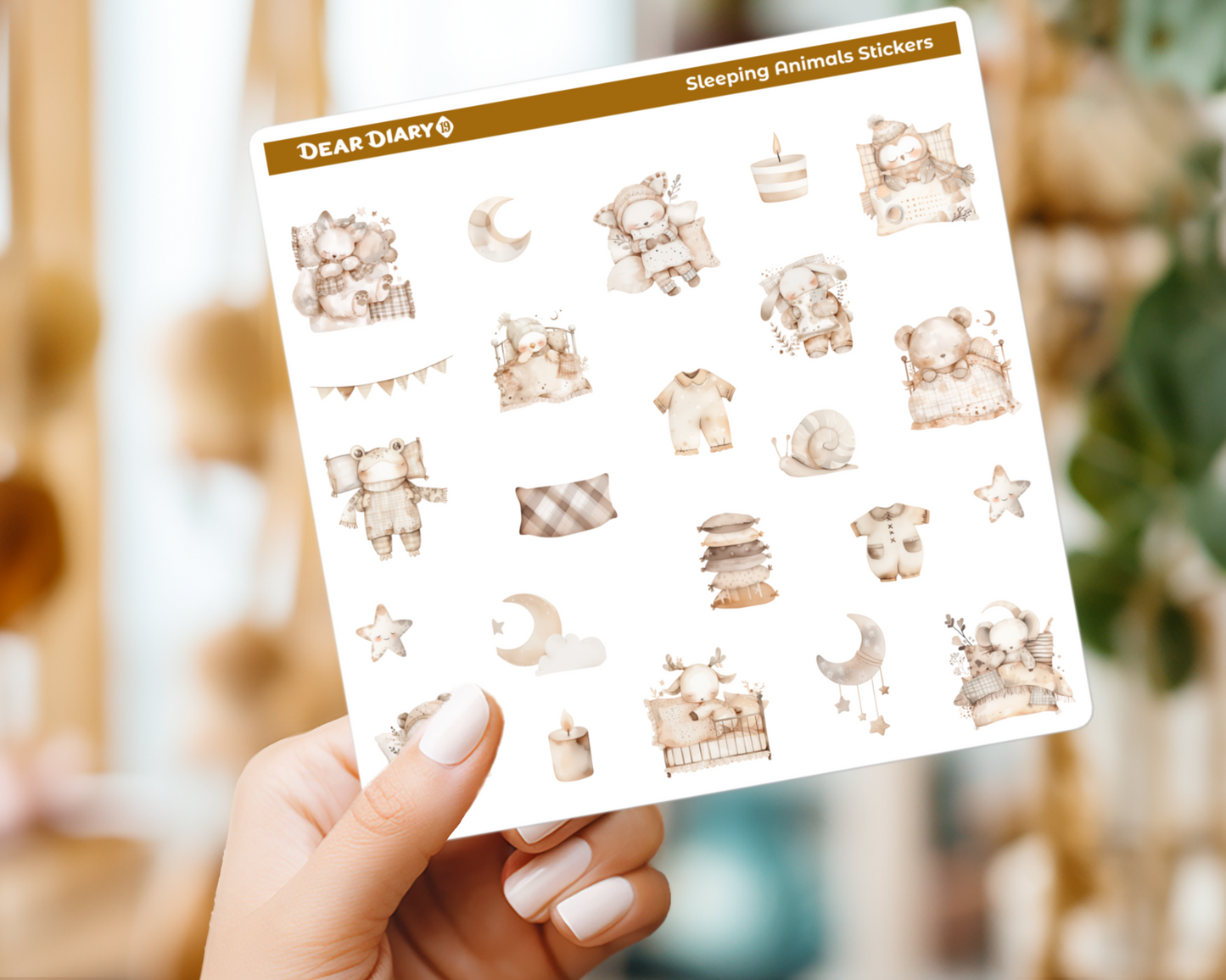 Sleeping woodland animals journal stickers sheet SAPS02