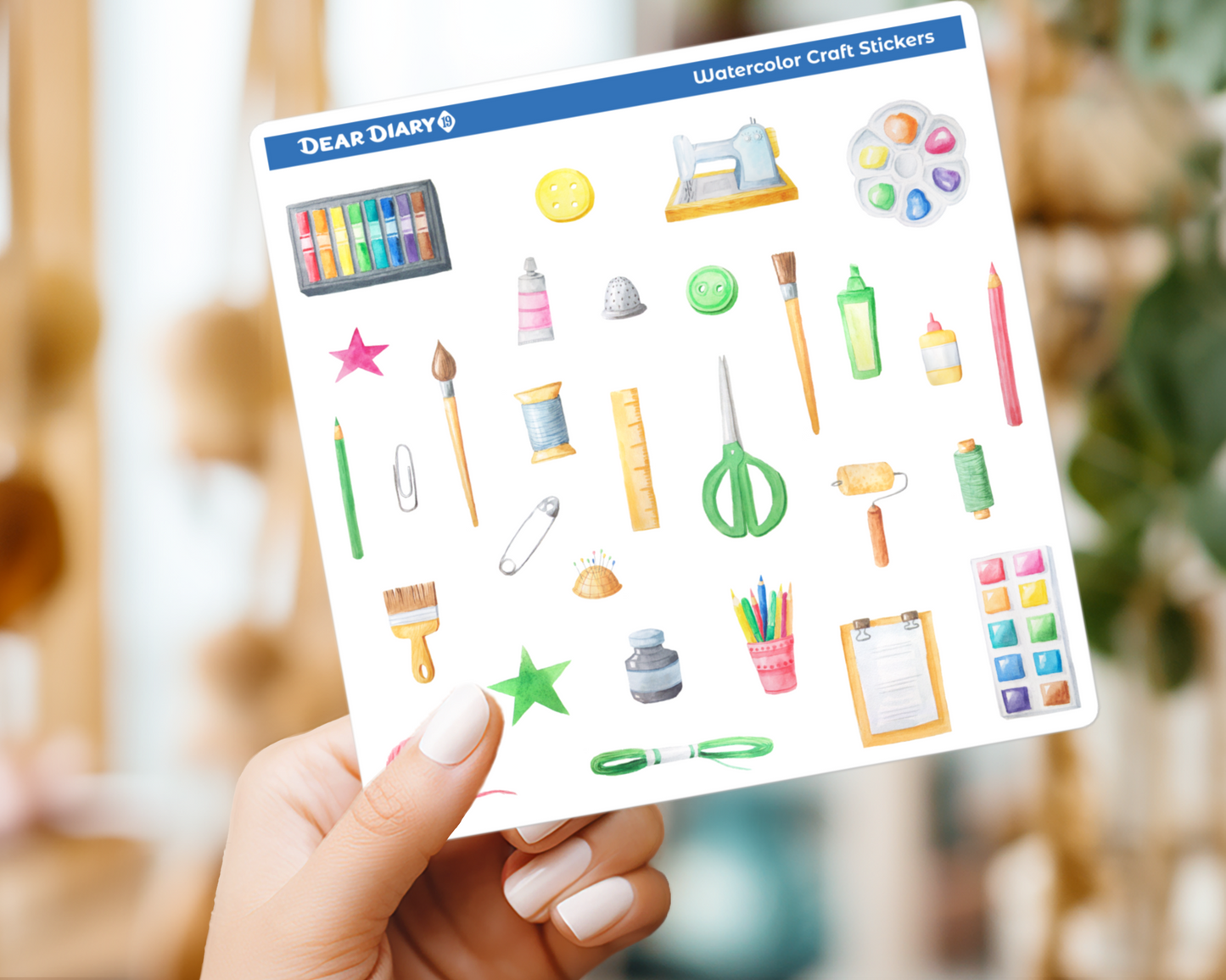 Watercolor craft journal stickers sheet WCPS01