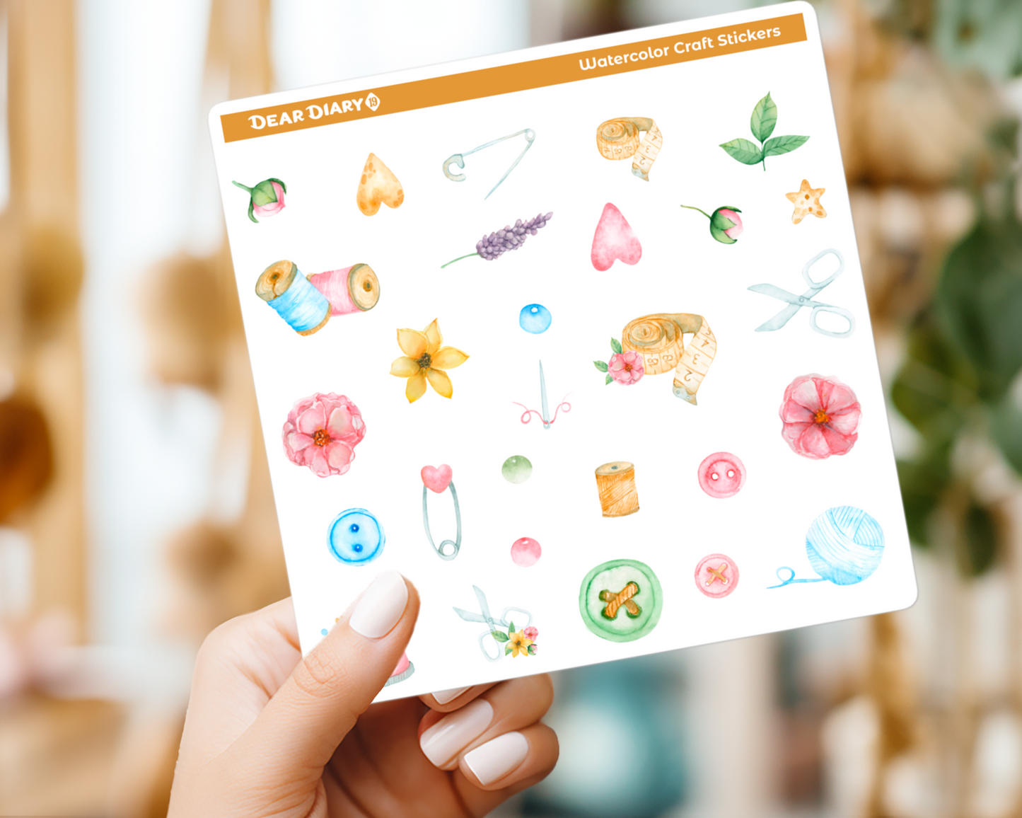 Watercolor craft journal stickers sheet WCPS02