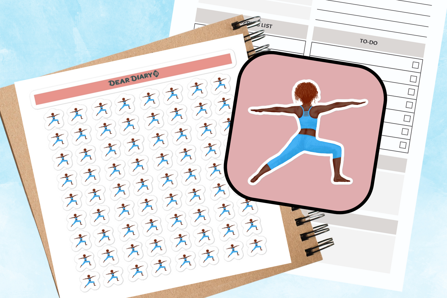 72 Yoga tracker planner stickers sheet 5.5x5.5'' - SYTSH02