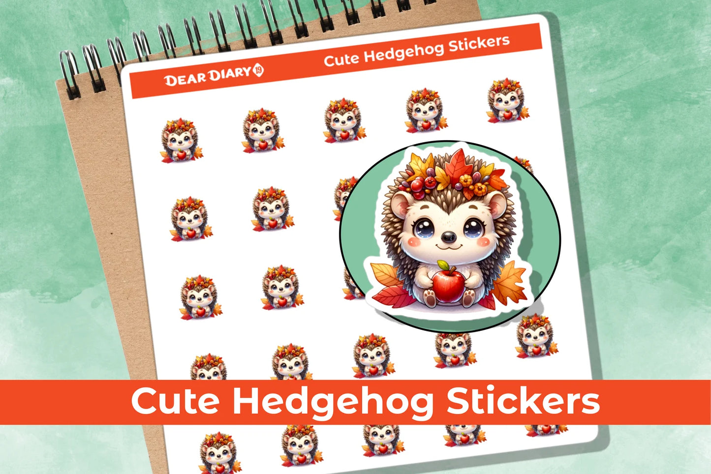 Cute hedgehog planner stickers sheet CUHESH