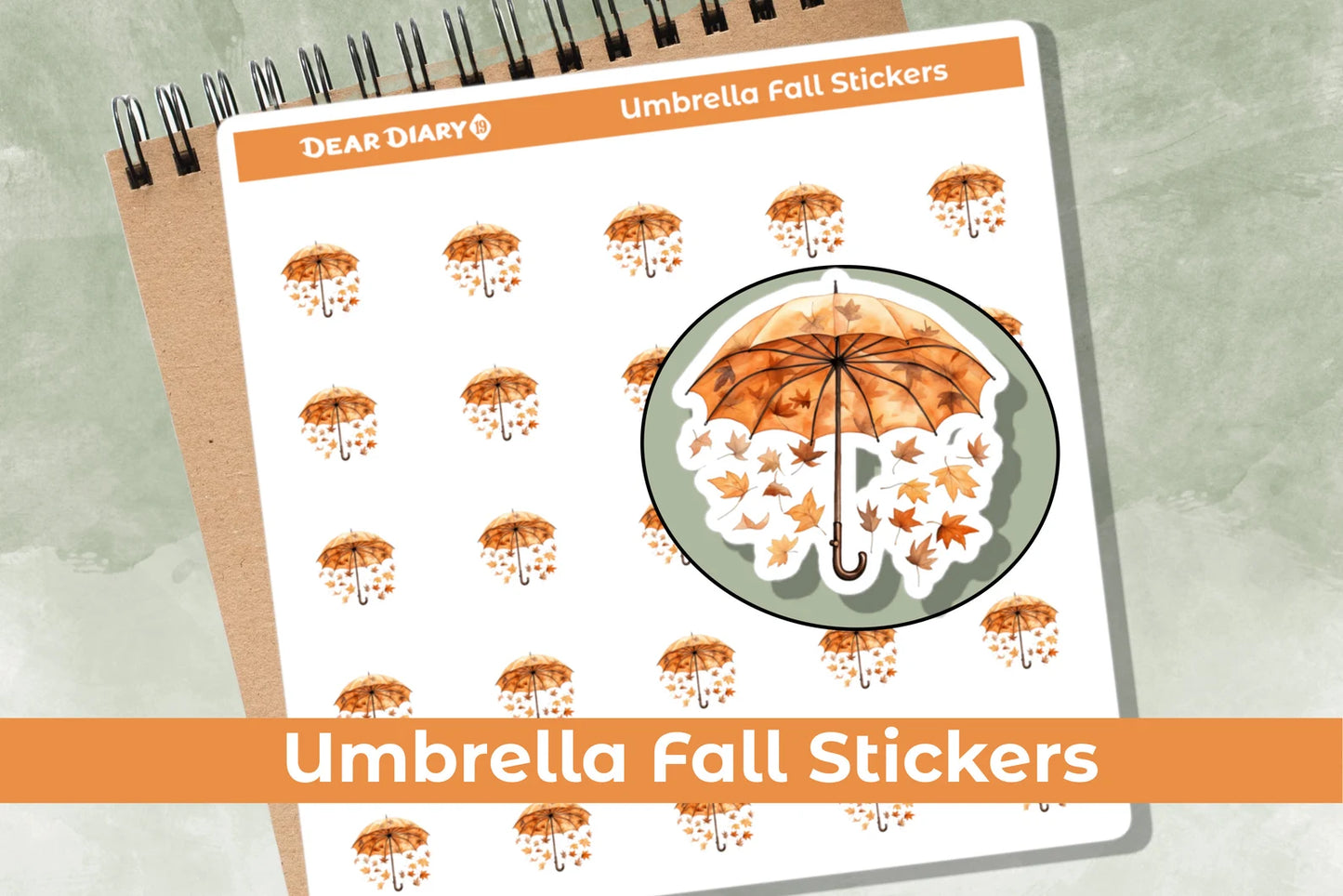 Umbrella fall planner stickers sheet UMFASH