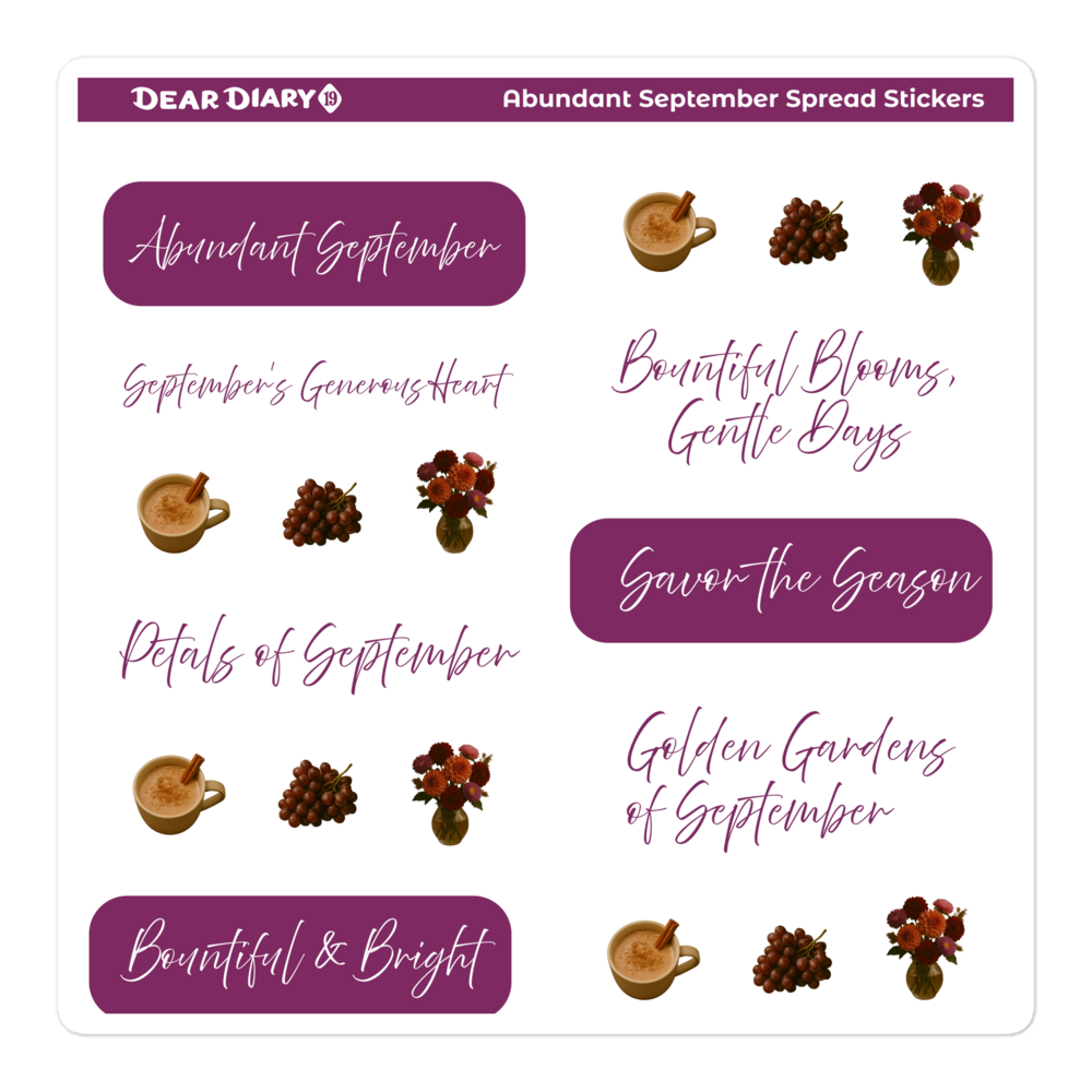 Abundant September spread stickers sheets bundle SPB1P04