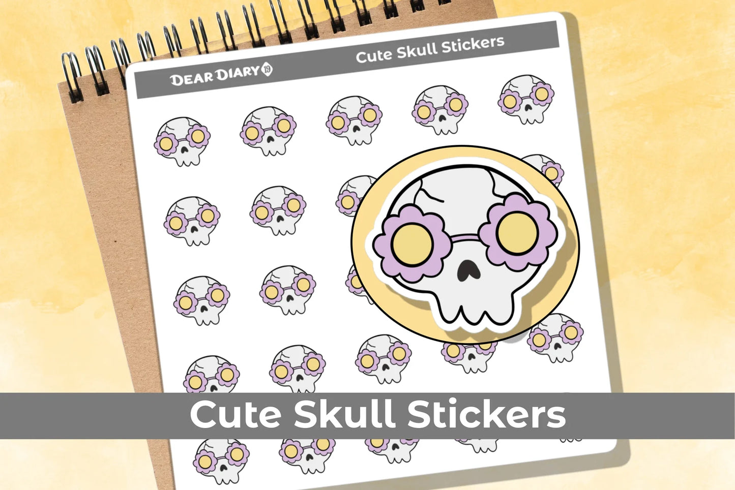 Cute skull planner stickers sheet CUSKH1