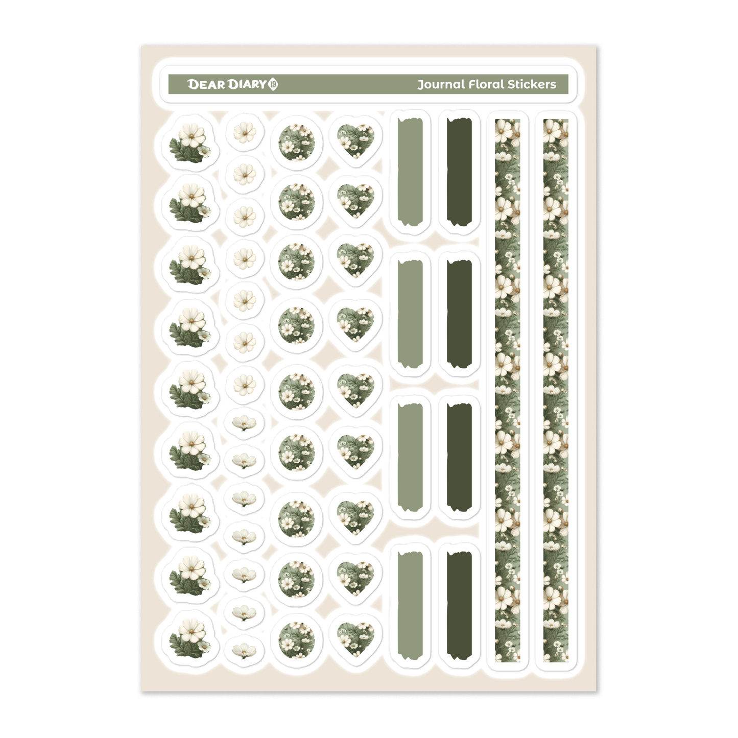 Big floral journal stickers sheet bundle FFSB01