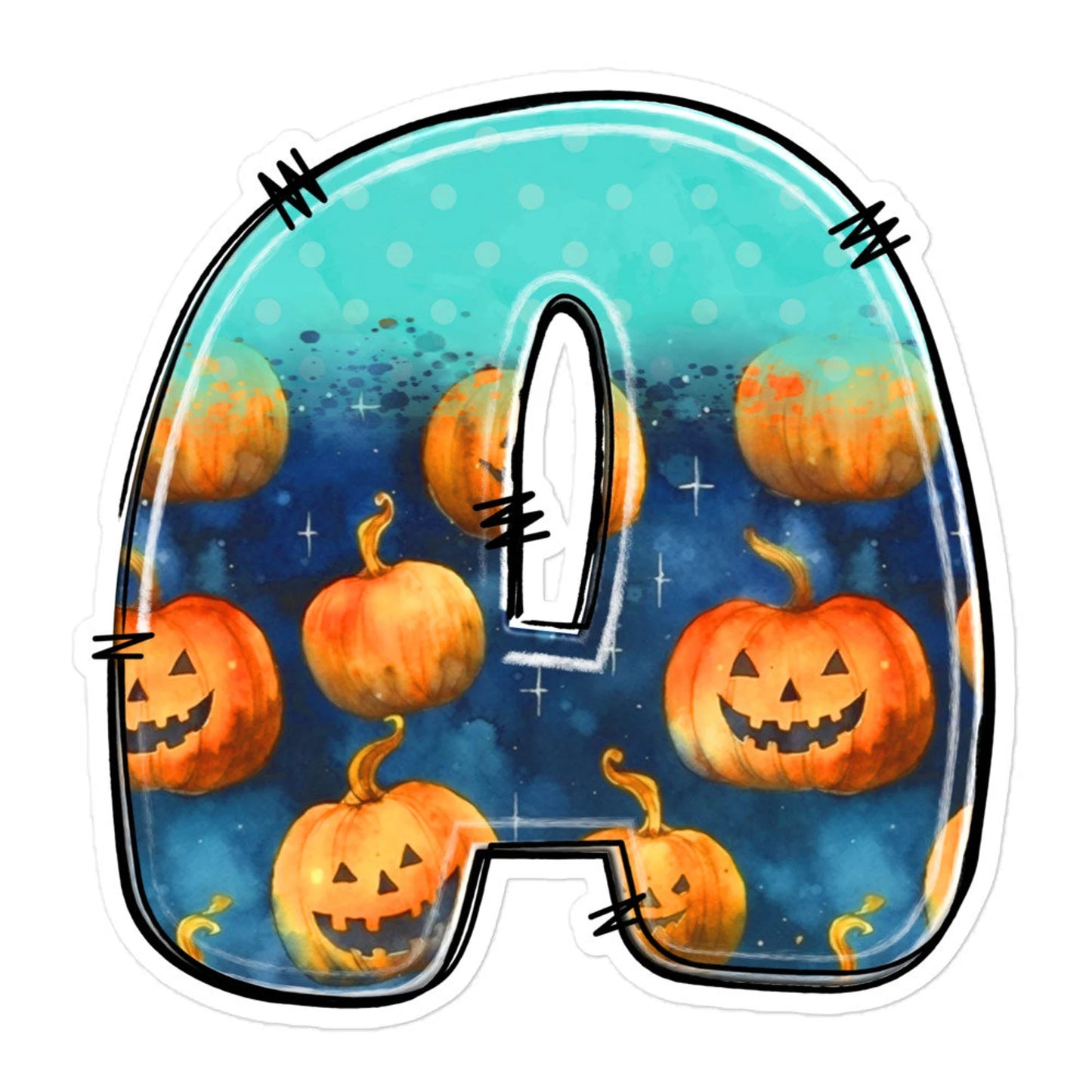 Halloween Alphabet Letter Numbers Stickers sheet pack HLSH01