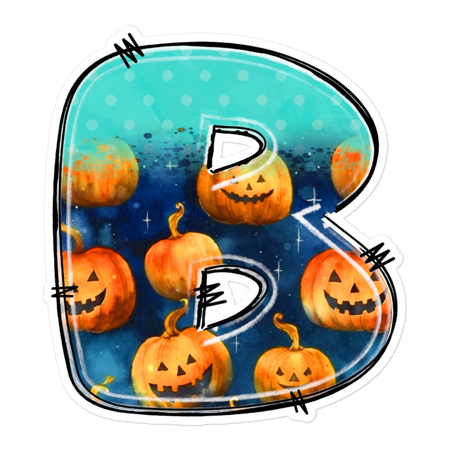 Halloween Alphabet Letter Numbers Stickers sheet pack HLSH01