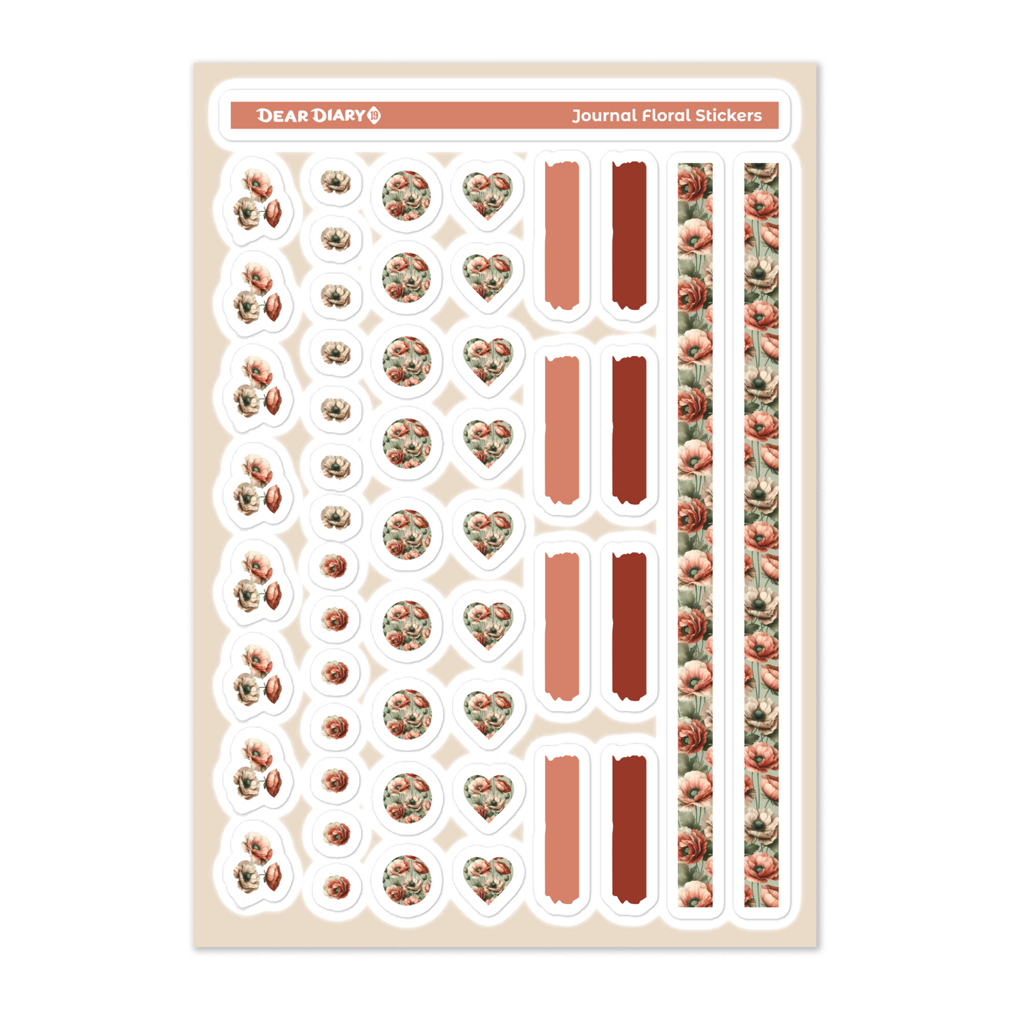 Big floral journal stickers sheet bundle FFSB01