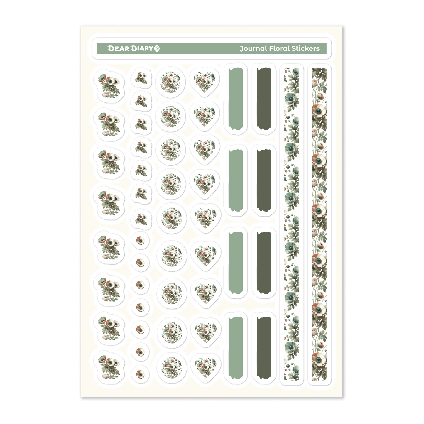 Big floral journal stickers sheet bundle FFSB01