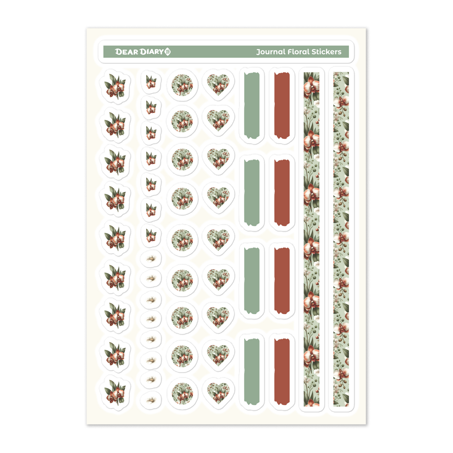 Big floral journal stickers sheet bundle FFSB01