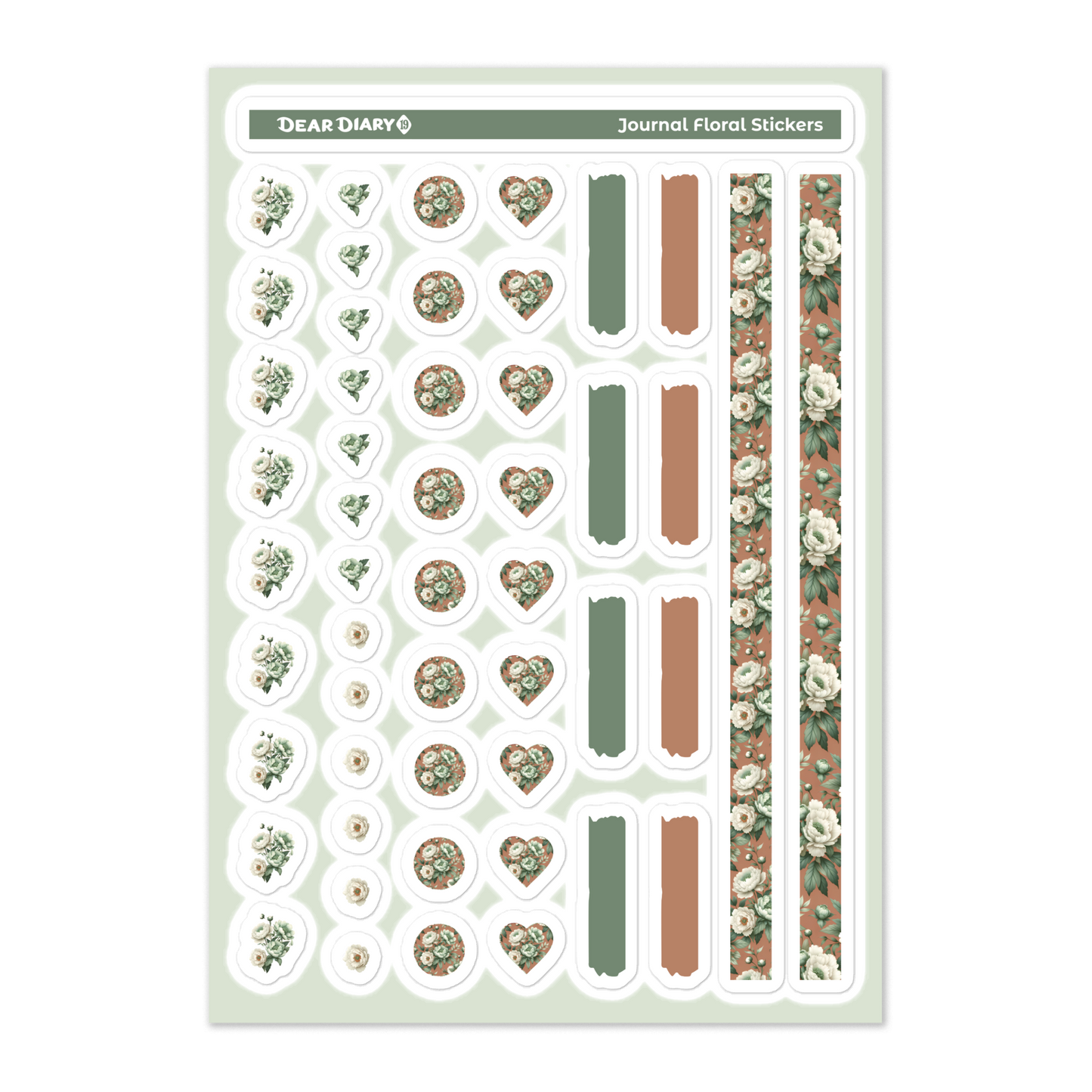 Big floral journal stickers sheet bundle FFSB01