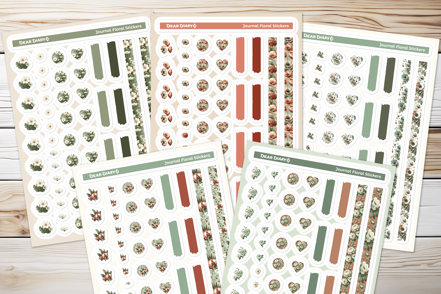 Big floral journal stickers sheet bundle FFSB01