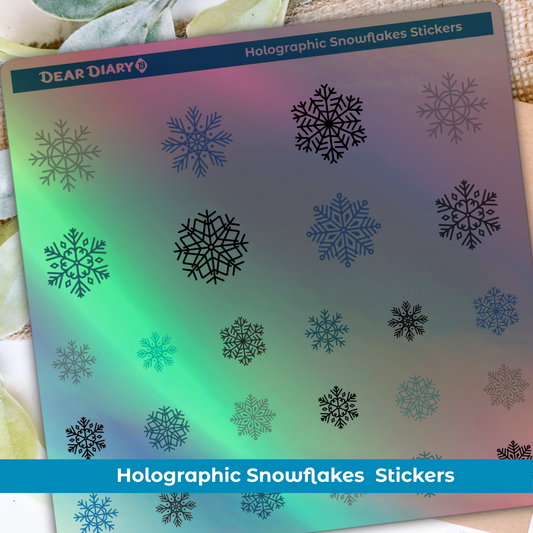 Holographic snowflakes stickers sheet HSSH01