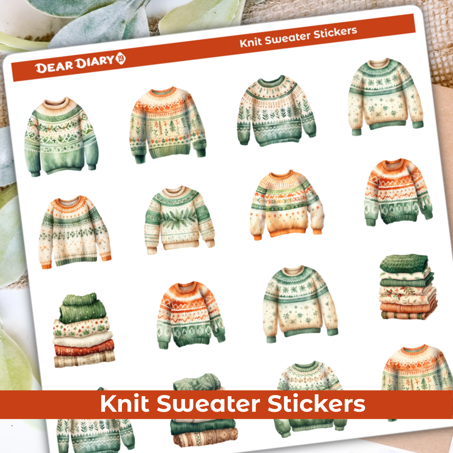 Knit sweater stickers sheet CSSH01