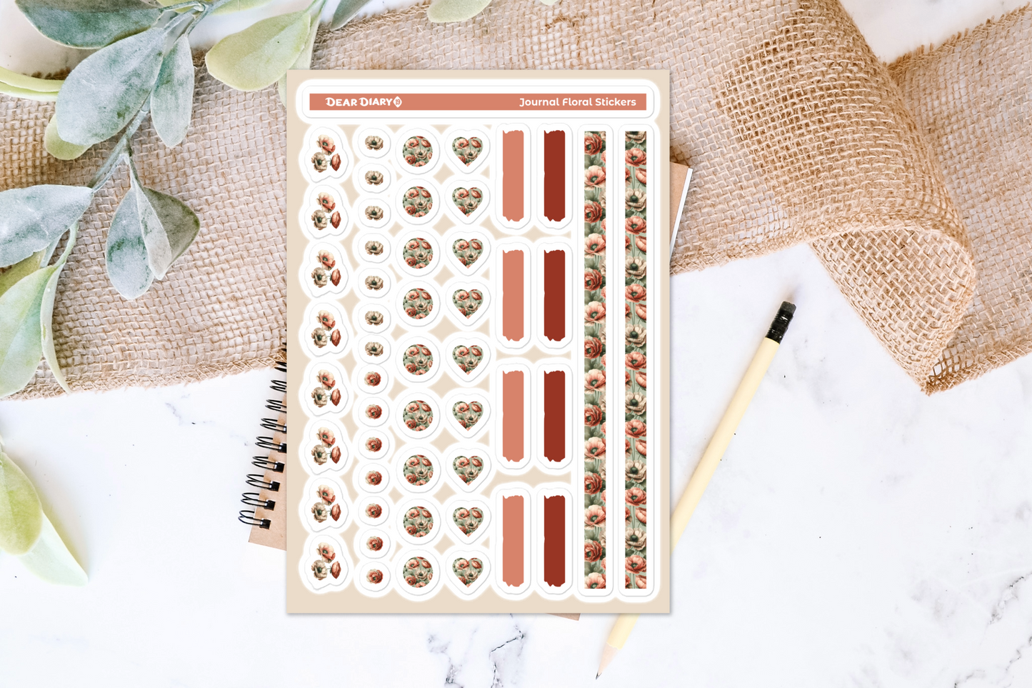 Big floral journal stickers sheet FJSH05