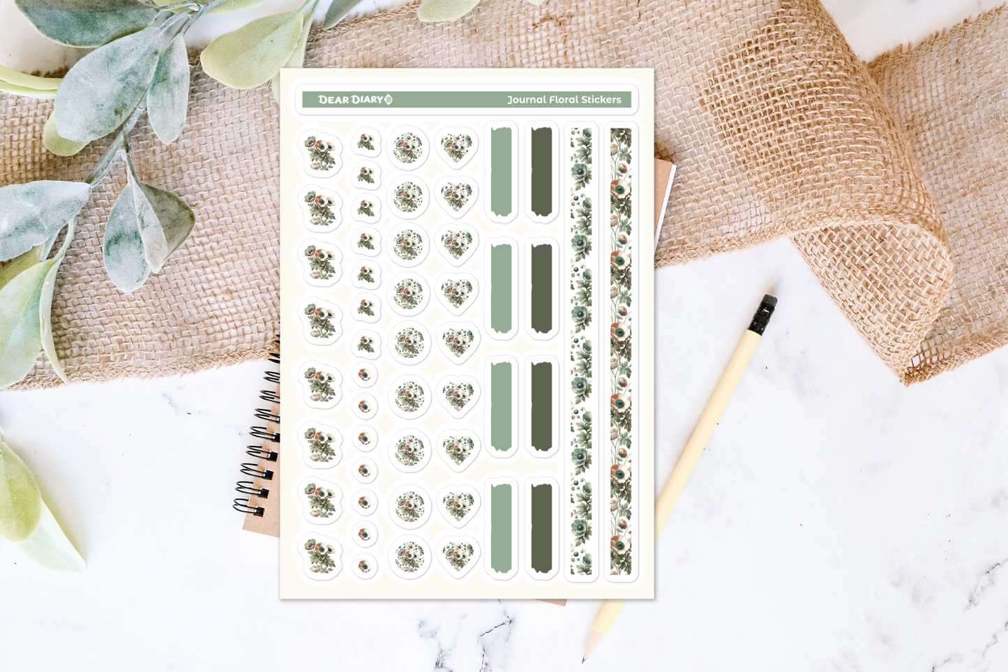 Big floral journal stickers sheet FJSH06