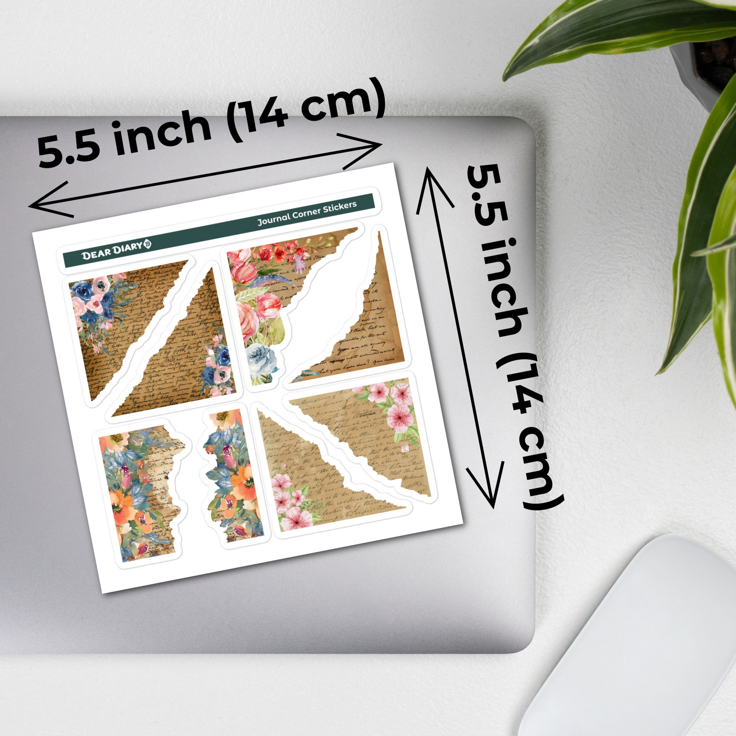 Corner junk journal floral stickers sheet CJSM01