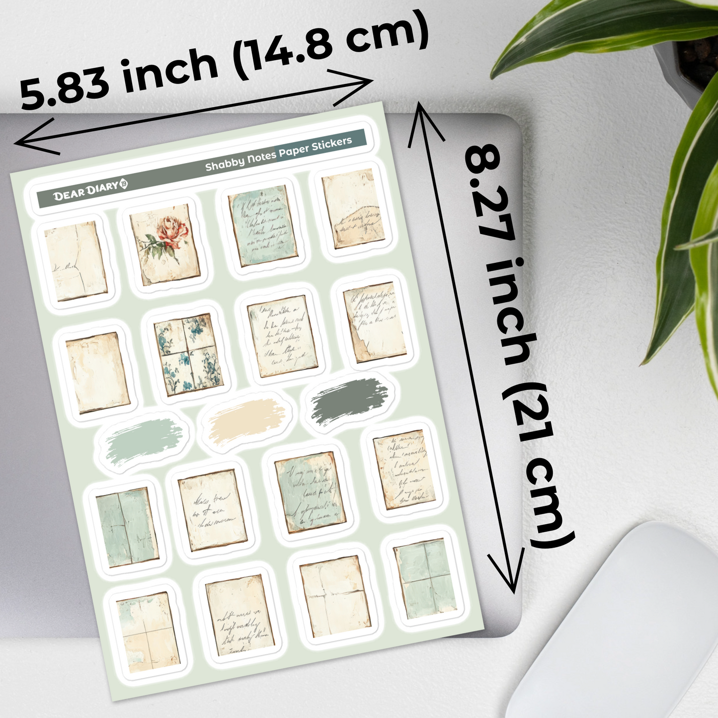 Shabby notes paper journal stickers sheet SNSH01