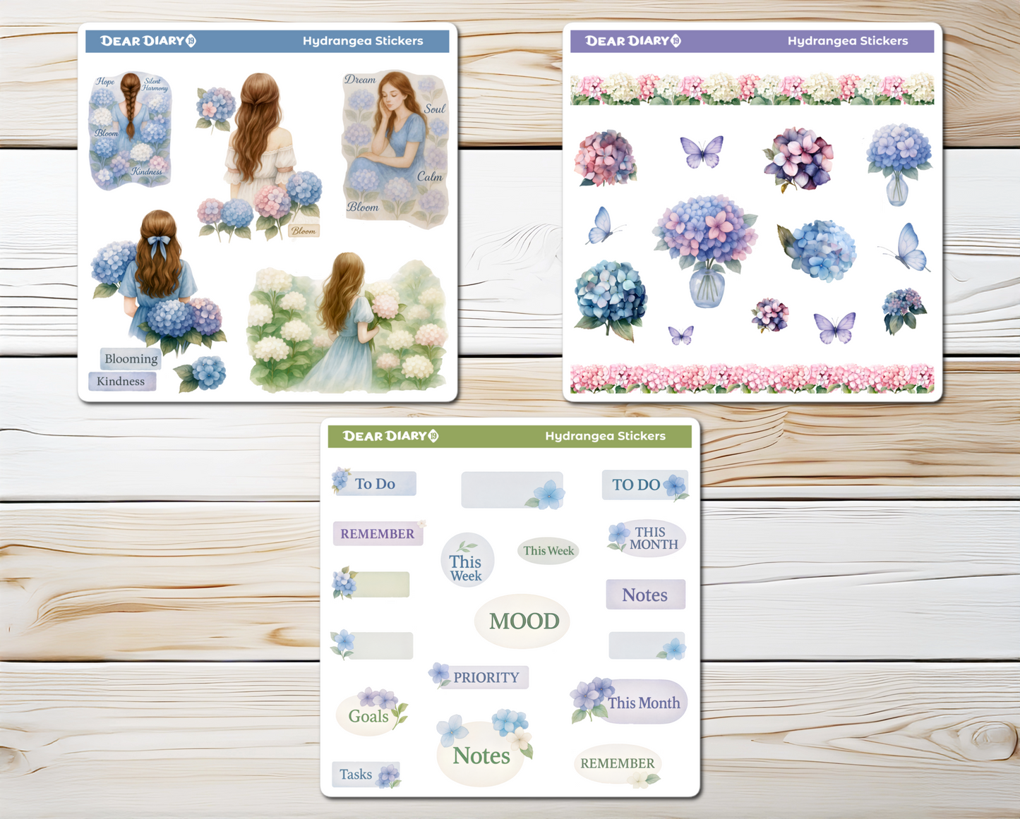 Hydrangea stickers bundle HFBU01