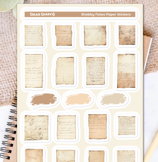 Shabby notes paper journal stickers sheet SNSH02